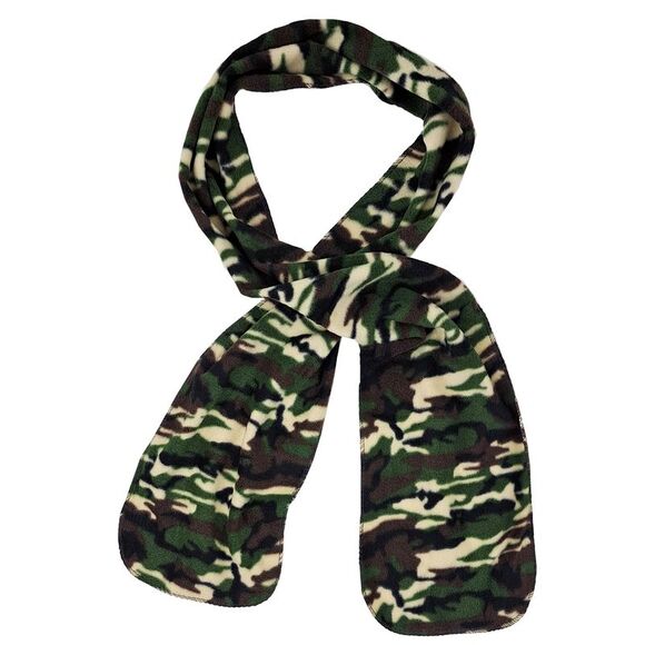 Green Camo Print Polar Fleece Scarf Glove & Hat Matching Set - Picture 2 of 9